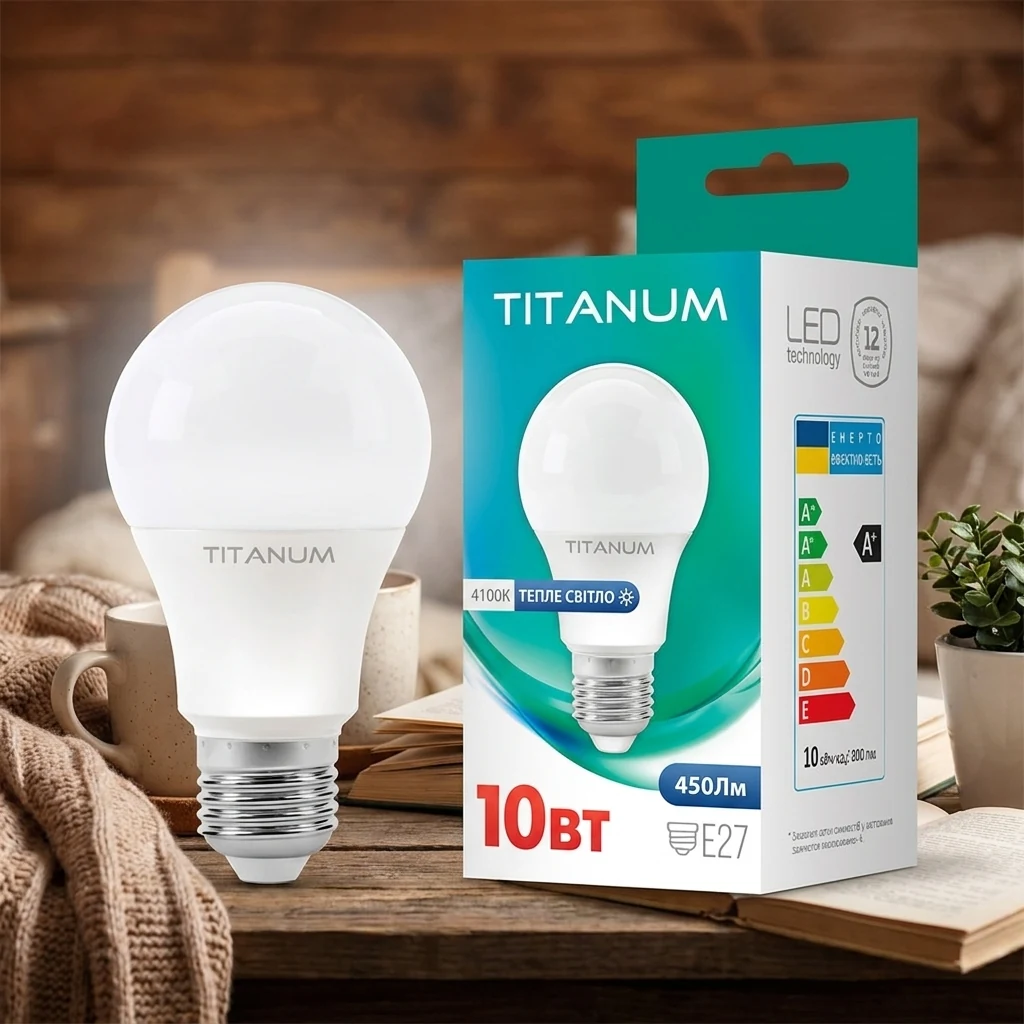 Лампочка TITANUM A60 10W E27 4100K