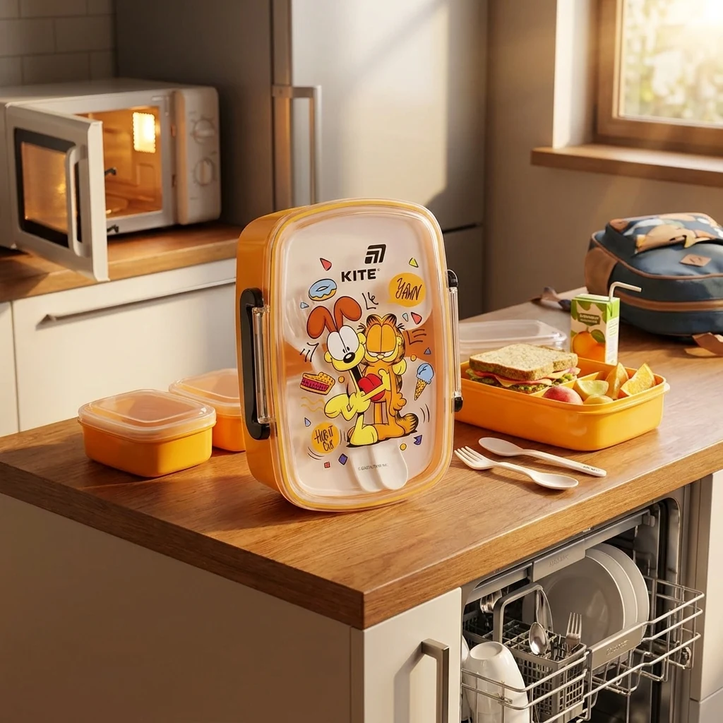 Ланчбокс 750 мл "Garfield" з приборами Kite