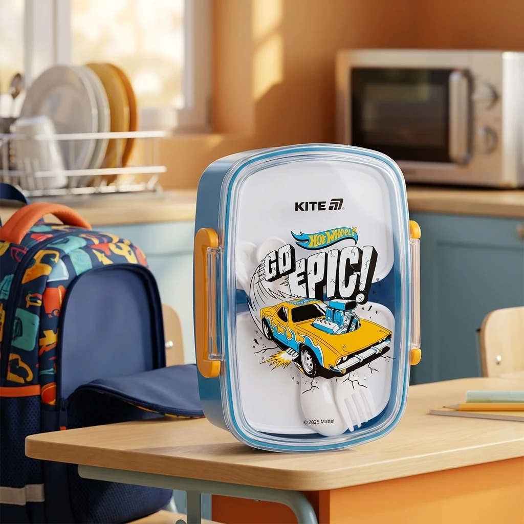 Ланчбокс 750 мл "Hot Wheels" з приборами Kite