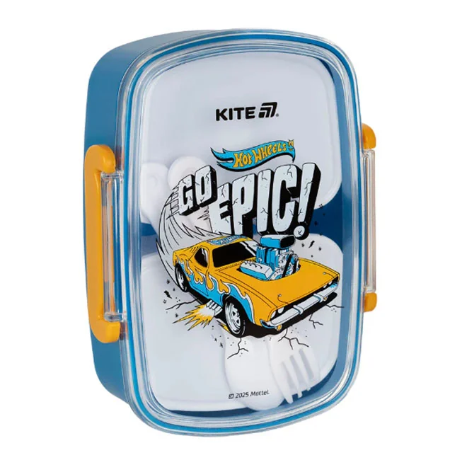 Ланчбокс 750 мл "Hot Wheels" з приборами Kite