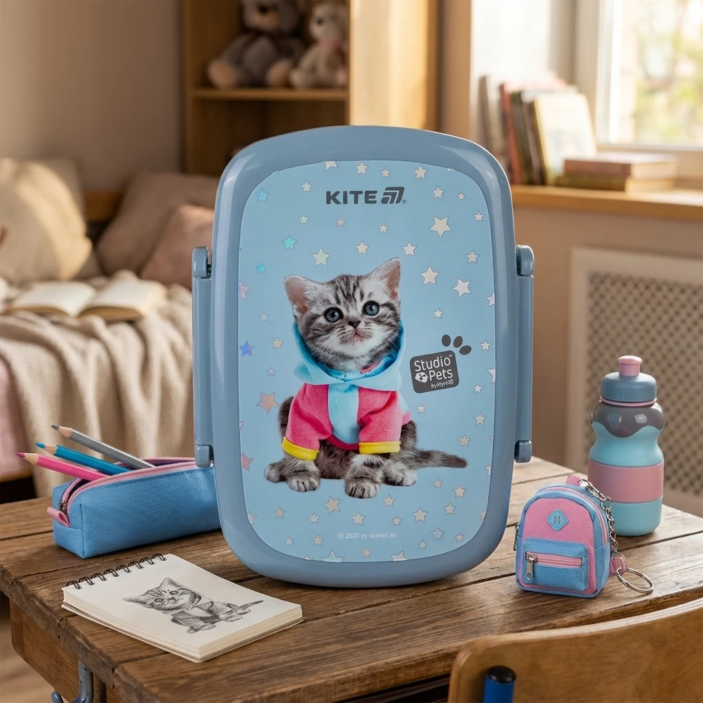 Ланчбокс 750 мл "Studio Pets" з приборами Kite