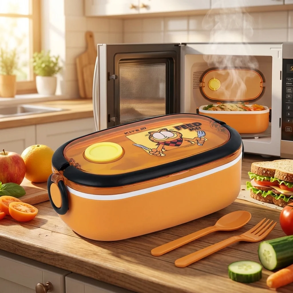 Ланчбокс 900 мл "Garfield" з приборами Kite