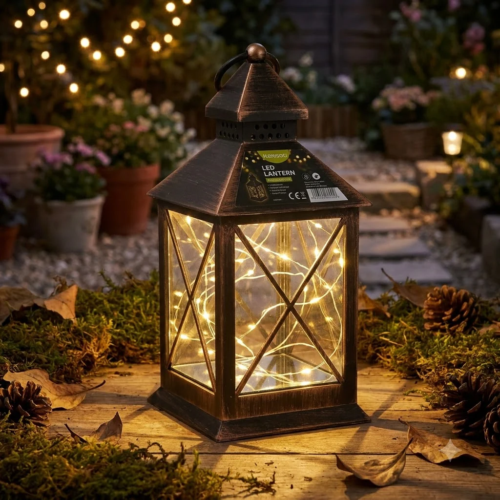 Ліхтар 23см бронза LED (батарейки 3шт*AA)