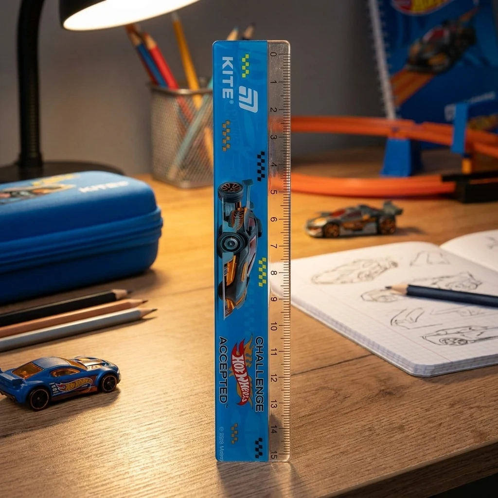 Лінійка пластикова 15 см "Hot Wheels" Kite