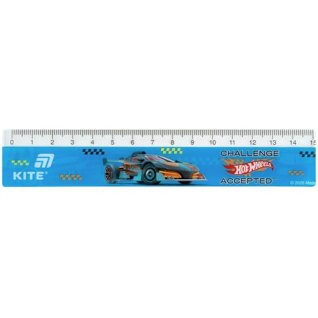 Лінійка пластикова 15 см "Hot Wheels" Kite