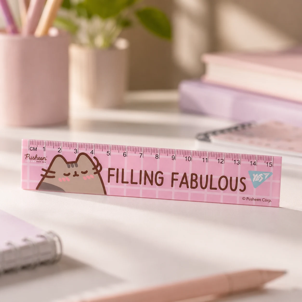 Лінійка YES 15 см Pusheen 370655 — Шкільні канцтовари