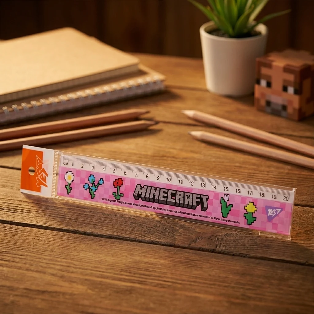 Лінійка Yes 20 см Minecraft Spring рожева — Шкільні канцтовари