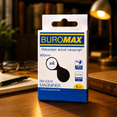 Лупа Buromax 50 мм 4кратне збільшення пластик складна кишенькова BM.4304