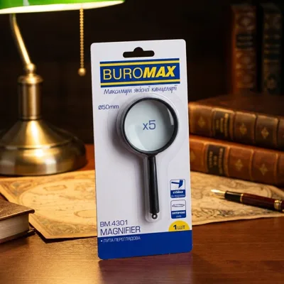 Лупа Buromax 50мм 5кратне збільшення пластик BM.4301