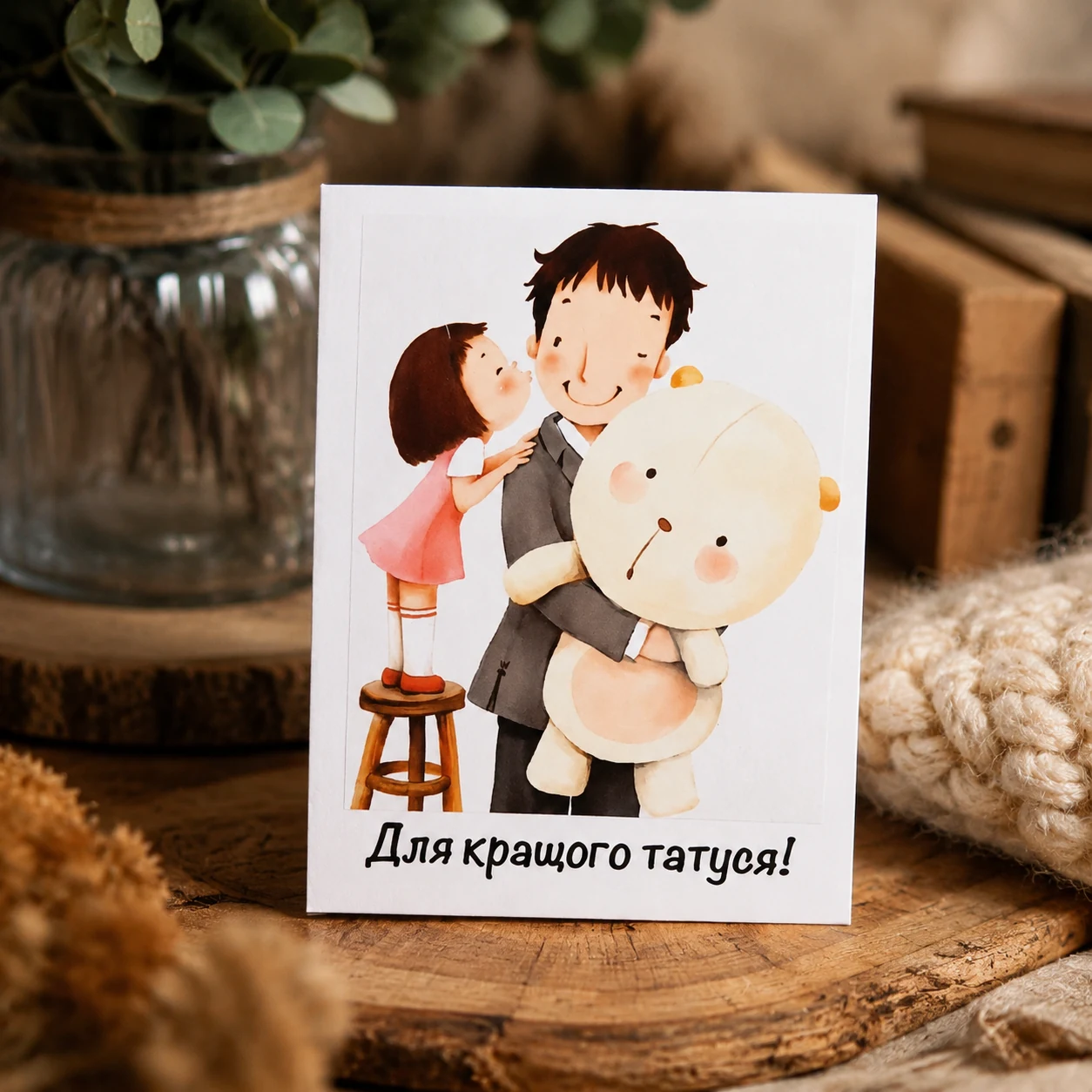 Листівка міні 6х8см Bibirki Для кращого татуся — Подарунки та сувеніри
