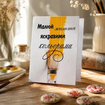 Листівка міні 6х8см Bibirki Малюй життя яскравими кольорами