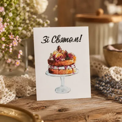 Листівка міні 6х8см Bibirki Зі святом