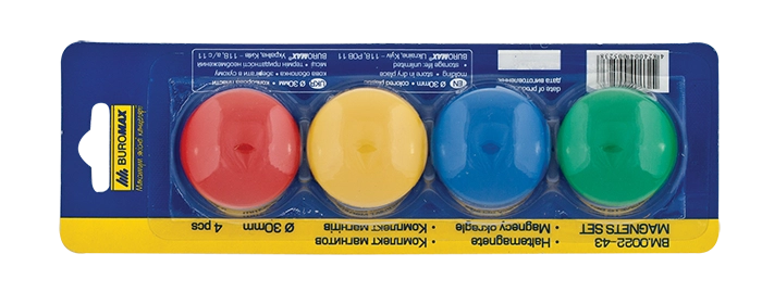 Магніти для дошки 30мм 4шт. BM.0022-43 Buromax кольорові — фото 2