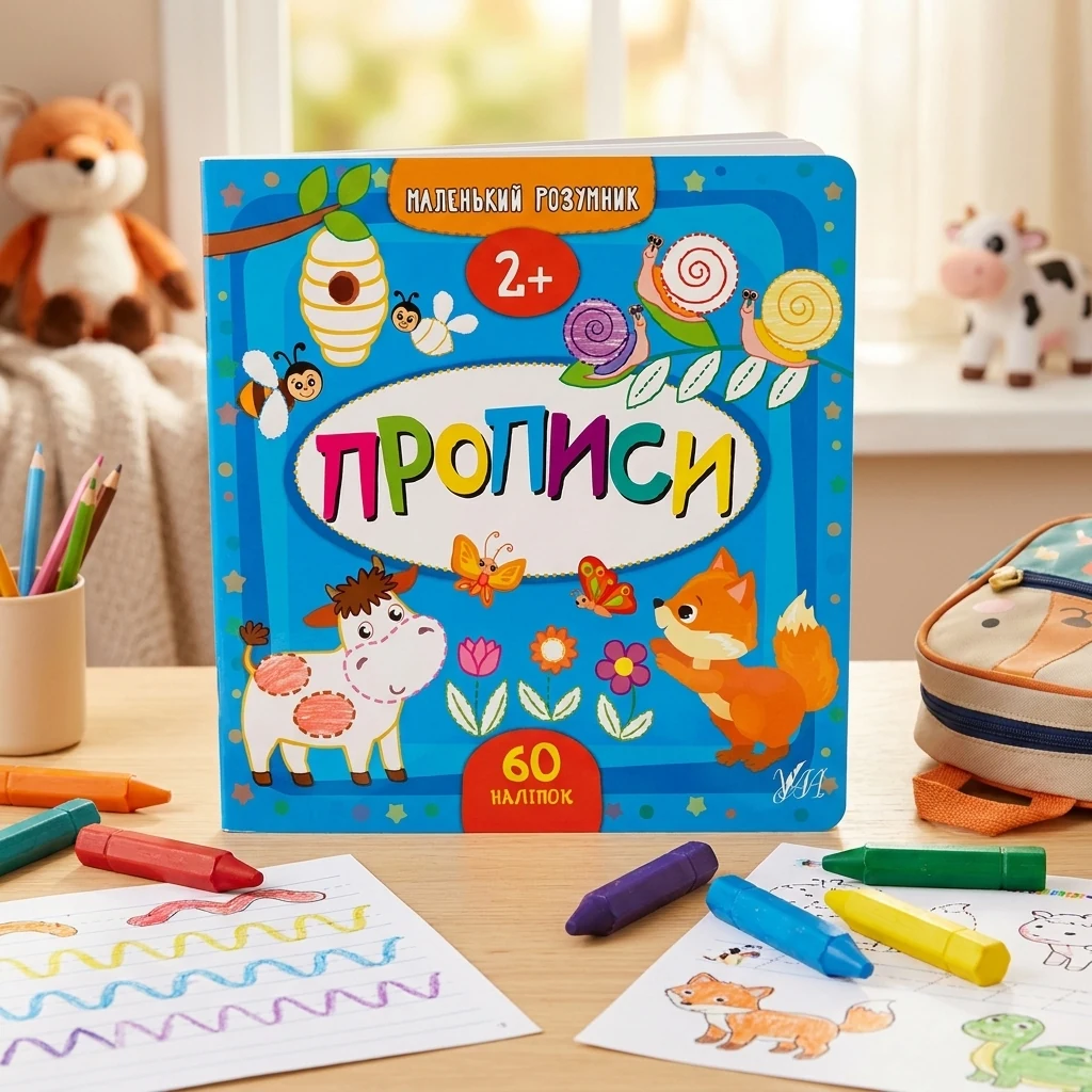Маленький розумник. Прописи з наліпками. 2+