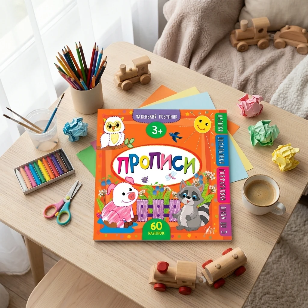 Маленький розумник.Прописи з наліпками. 3+. Ула
