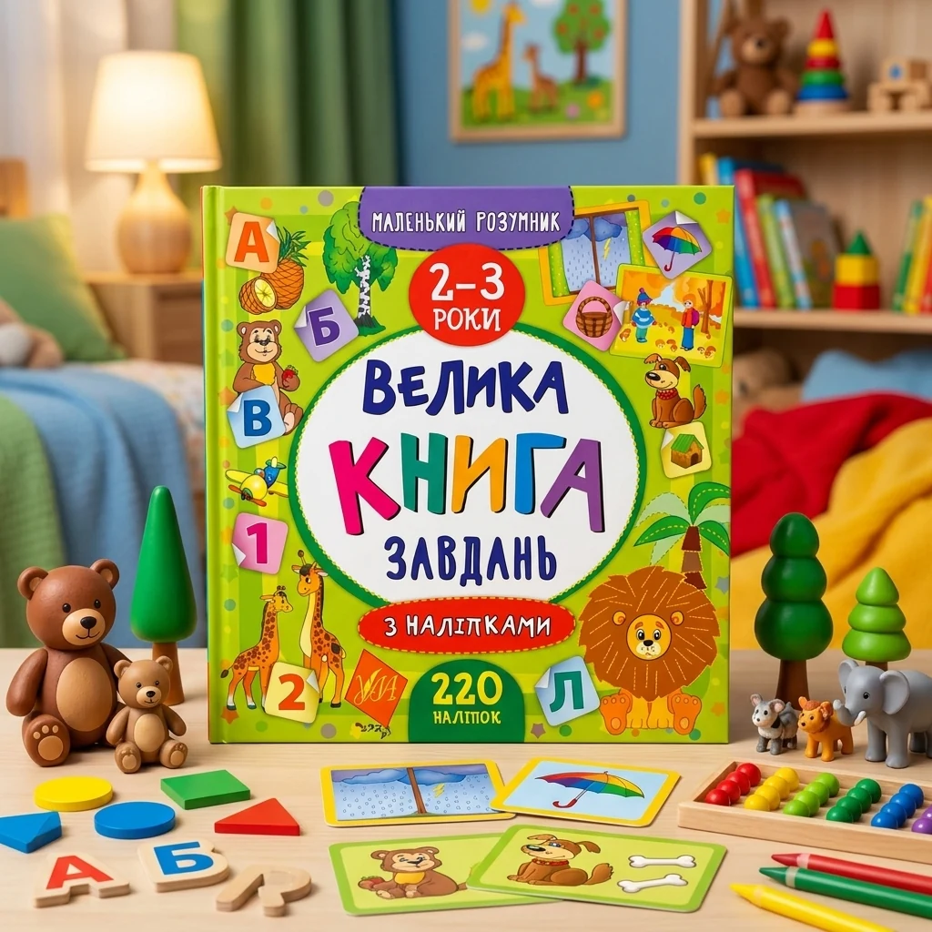Маленький розумник. Велика книга завдань з наліпками. 2–3 роки