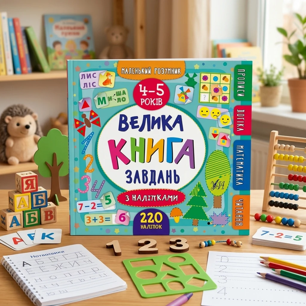 Маленький розумник. Велика книга завдань з наліпками. 4–5 років