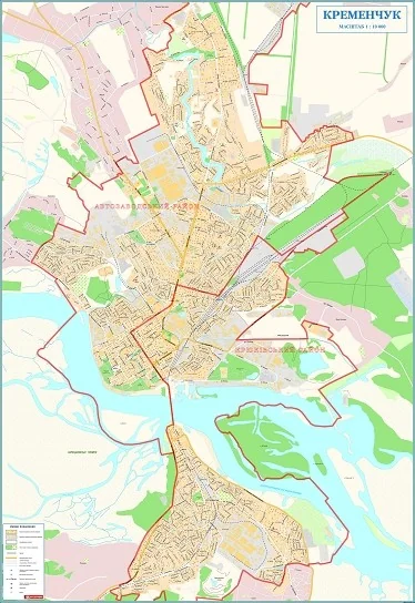 Мапа Кременчука 1:11тис 110*160 (нові назви вулиць) картон