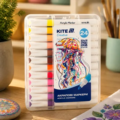 Маркери акрилові Jumbo 24шт Kite Creative K-1291