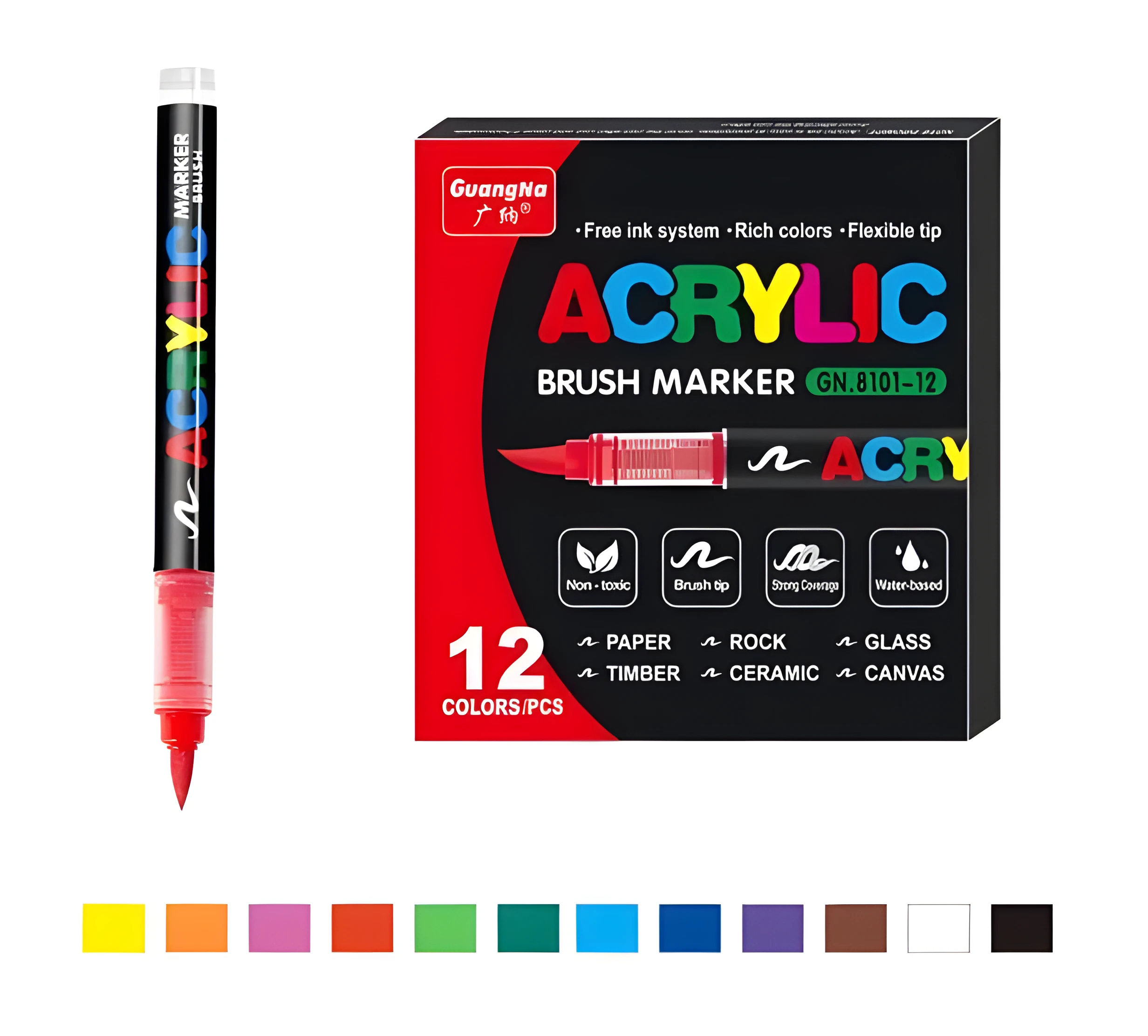 Маркери акрилові набір 12 кольорів — Хобі та декор