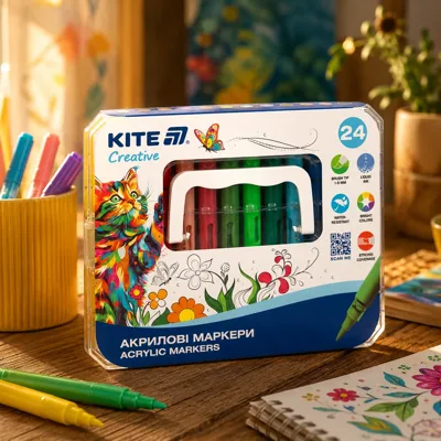 Маркери акрилові з рідкими чорнилами 24шт Kite Creative K-1162