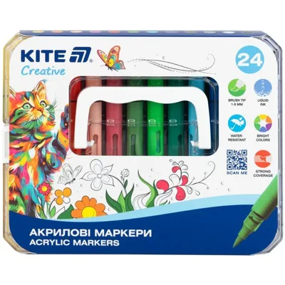 Маркери акрилові з рідкими чорнилами 24шт Kite Creative K-1162