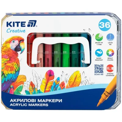 Маркери акрилові з рідкими чорнилами 36шт Kite Creative K-1163