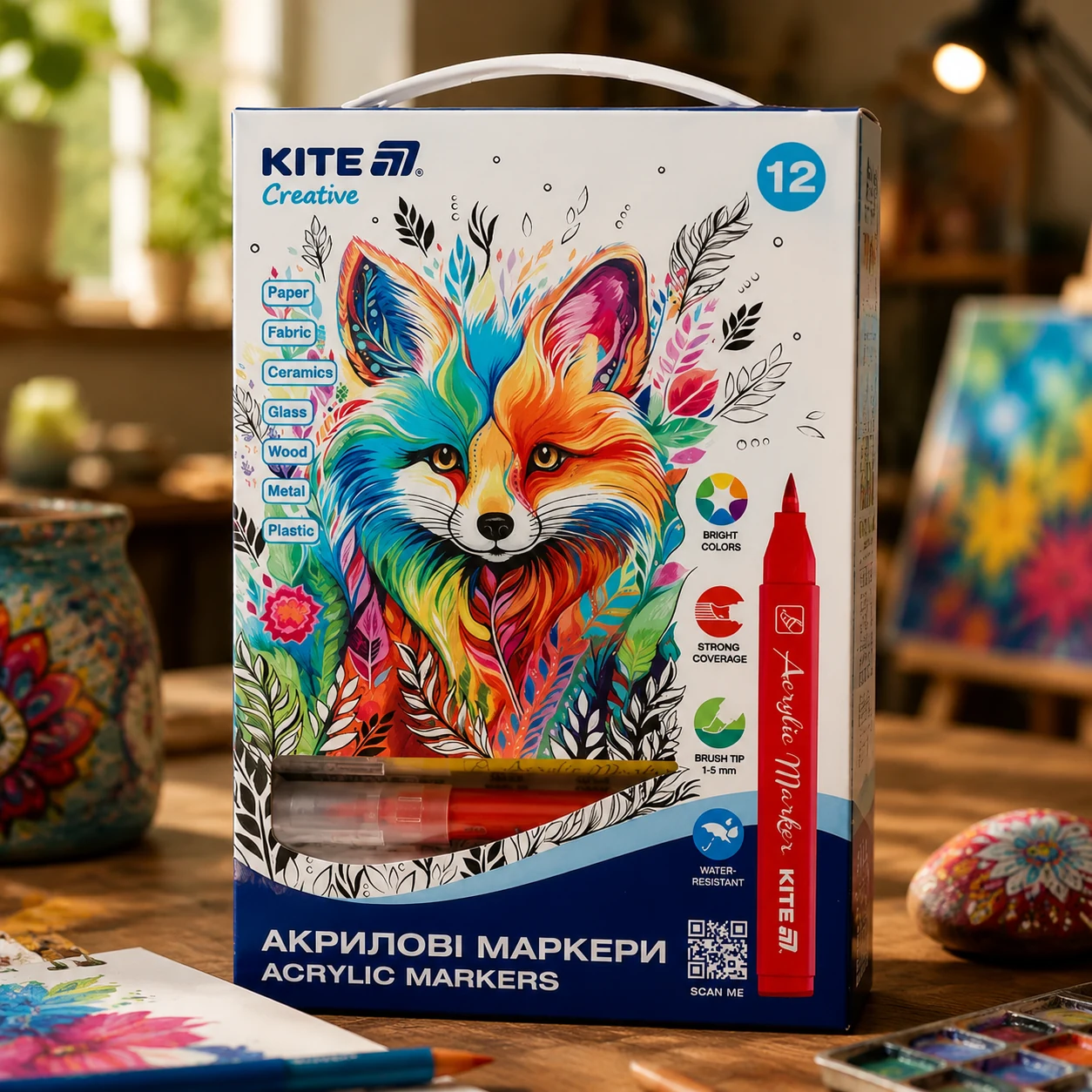 Маркери-пензлики акрилові Kite Creative 12шт K-1159 — 