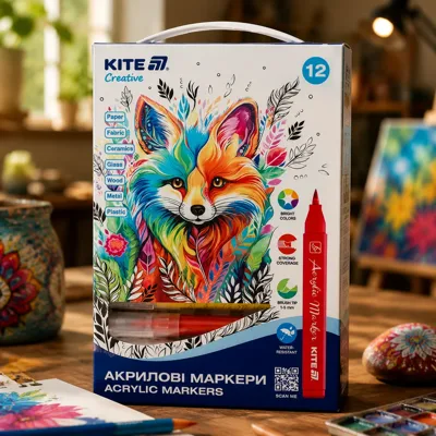 Маркери-пензлики акрилові Kite Creative 12шт K-1159
