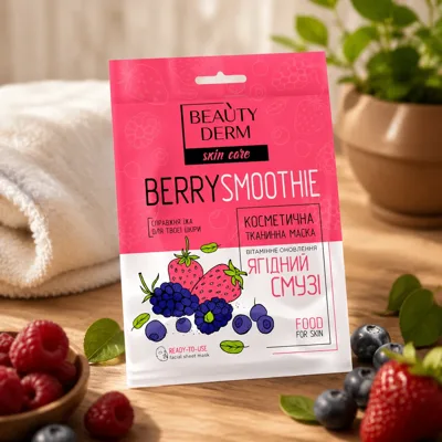 Маска тканина для обличча Beauty Derm Ягідний Смузі 25мл