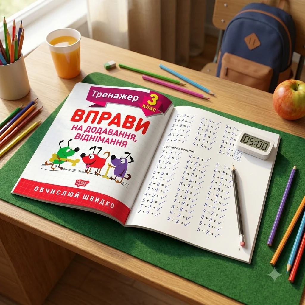 Математичний тренажер. Вправи на додавання, віднімання 3 кл