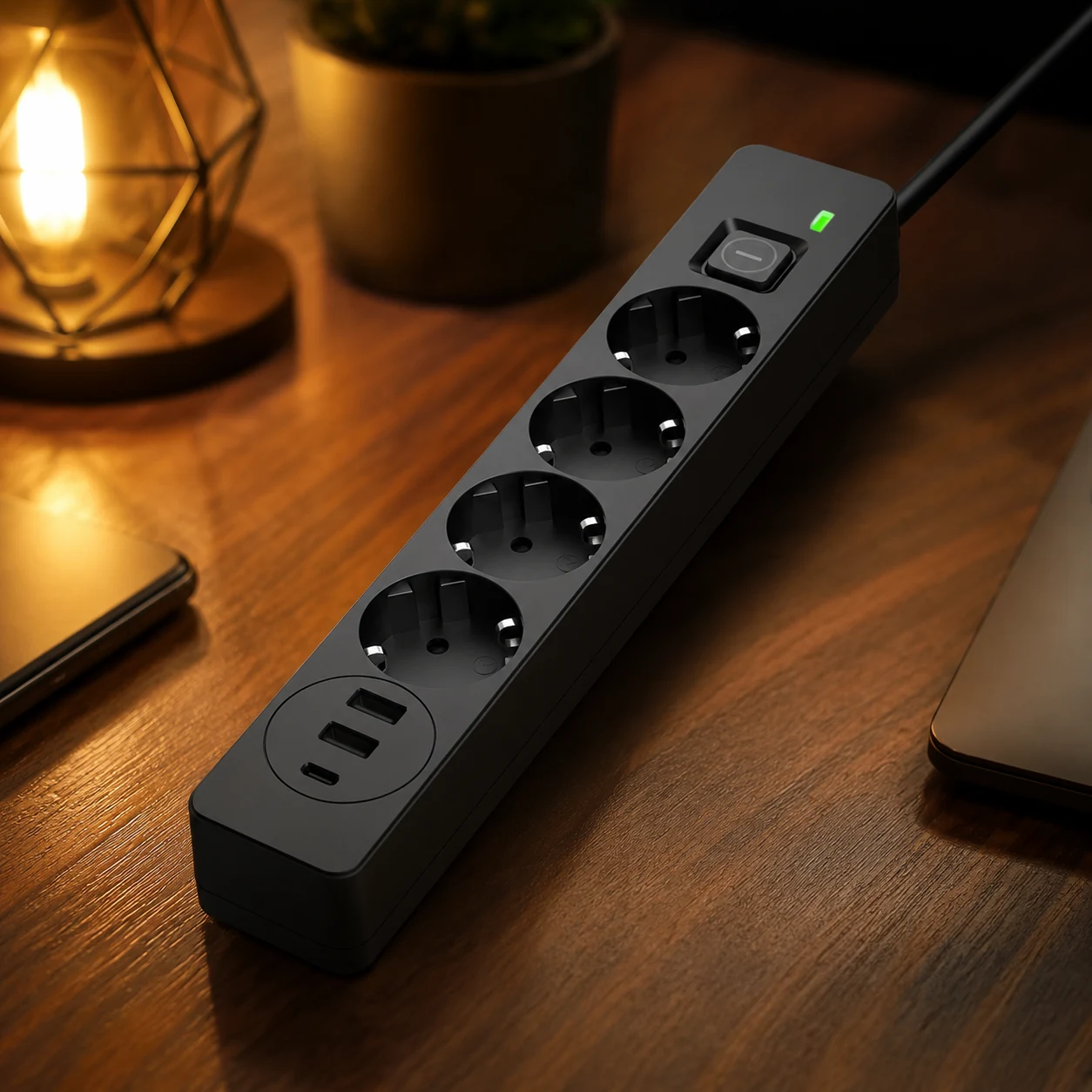 Мережевий фільтр живлення ColorWay 4 розетки/3USB 5M (CW-CHE435PDB) — Батарейки, годинники, лампи