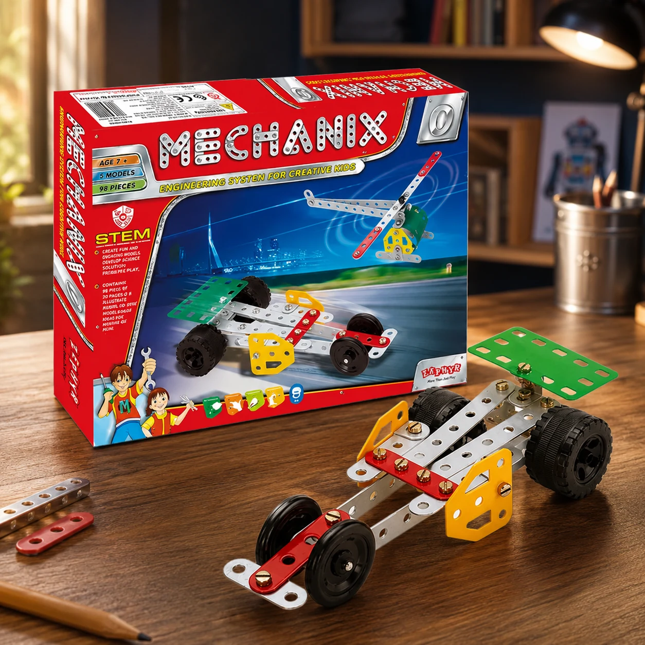 Металевий конструктор, розвиваючий Mechanix №0 98 елементів-5 моделей — 