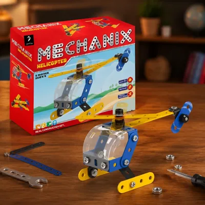 Металевий конструктор, розвиваючий набір Mechanix  Вертоліт 2 моделі + інструменти