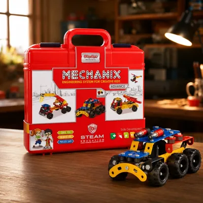 Металевий конструктор, розвиваючий у пластиковому кейсі Mechanix ADVANCE 249 елементів-28 мод.