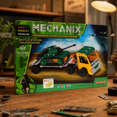 Металевий конструктор з електромотором Mechanix Тягач 353 елм- 5 мод