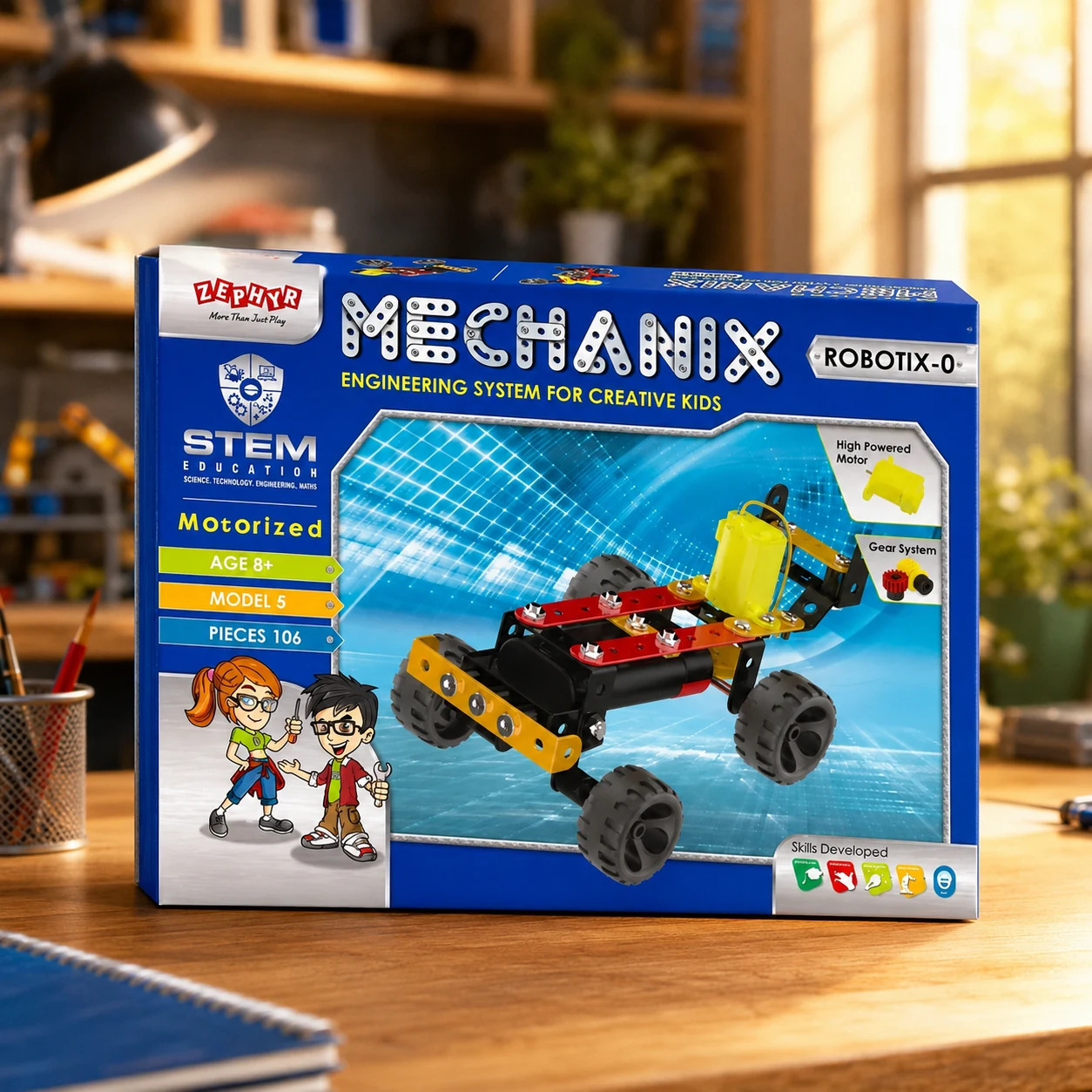 Металевий конструктор з електромотором Robotix №0 84 елементів-5 моделей — 