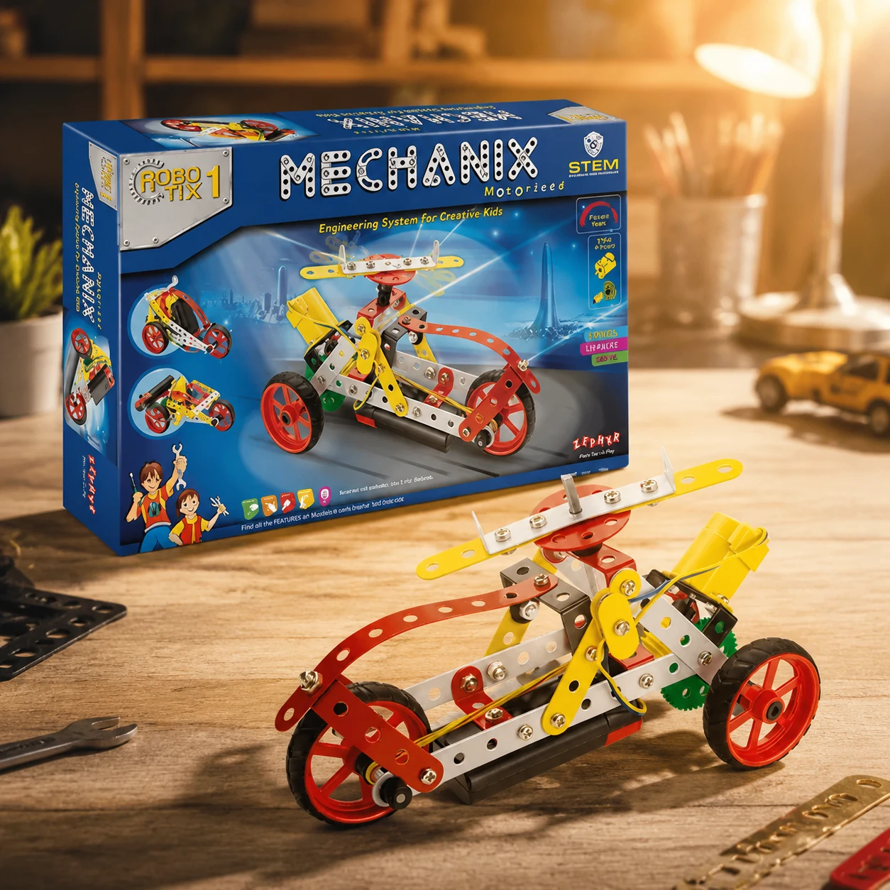 Металевий конструктор з електромотором Robotix №1 114 елементів-8 моделей — 