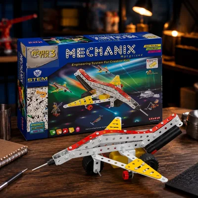 Металевий конструктор з електромотором Robotix №3 215 елементів-8 моделей