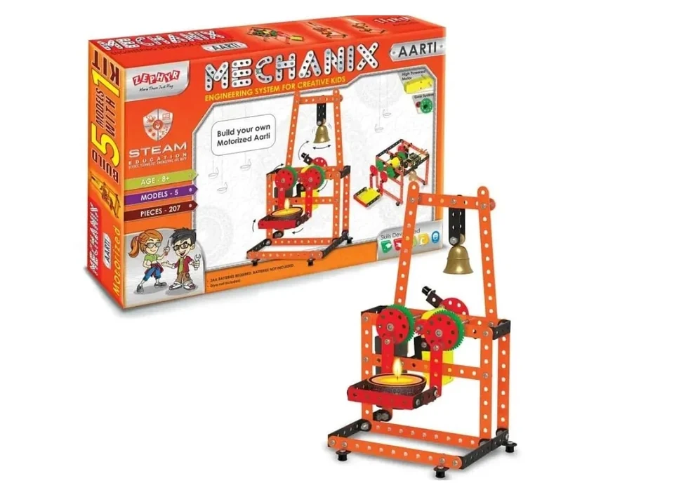 Металевий конструктор з електромотором у пластиковому кейсі Mechanix Аарті 207 елементів-5 моделей — фото 2