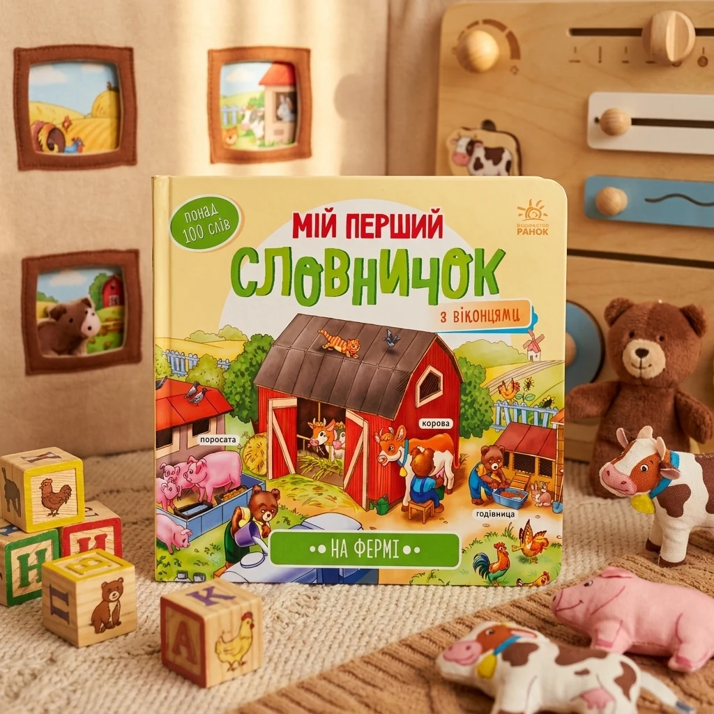 Мій перший словничок з віконцями.На фермі. Ранок