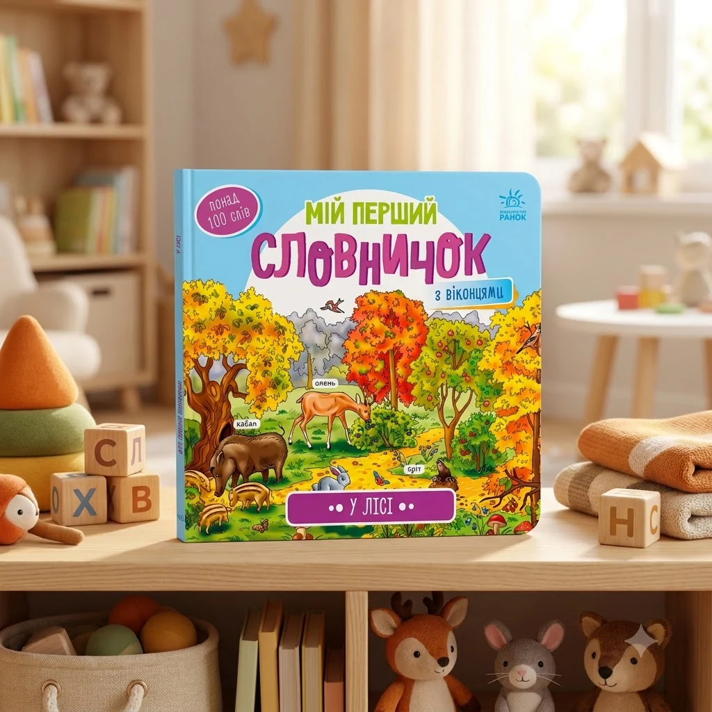 Мій перший словничок з віконцями.У лісі. Ранок