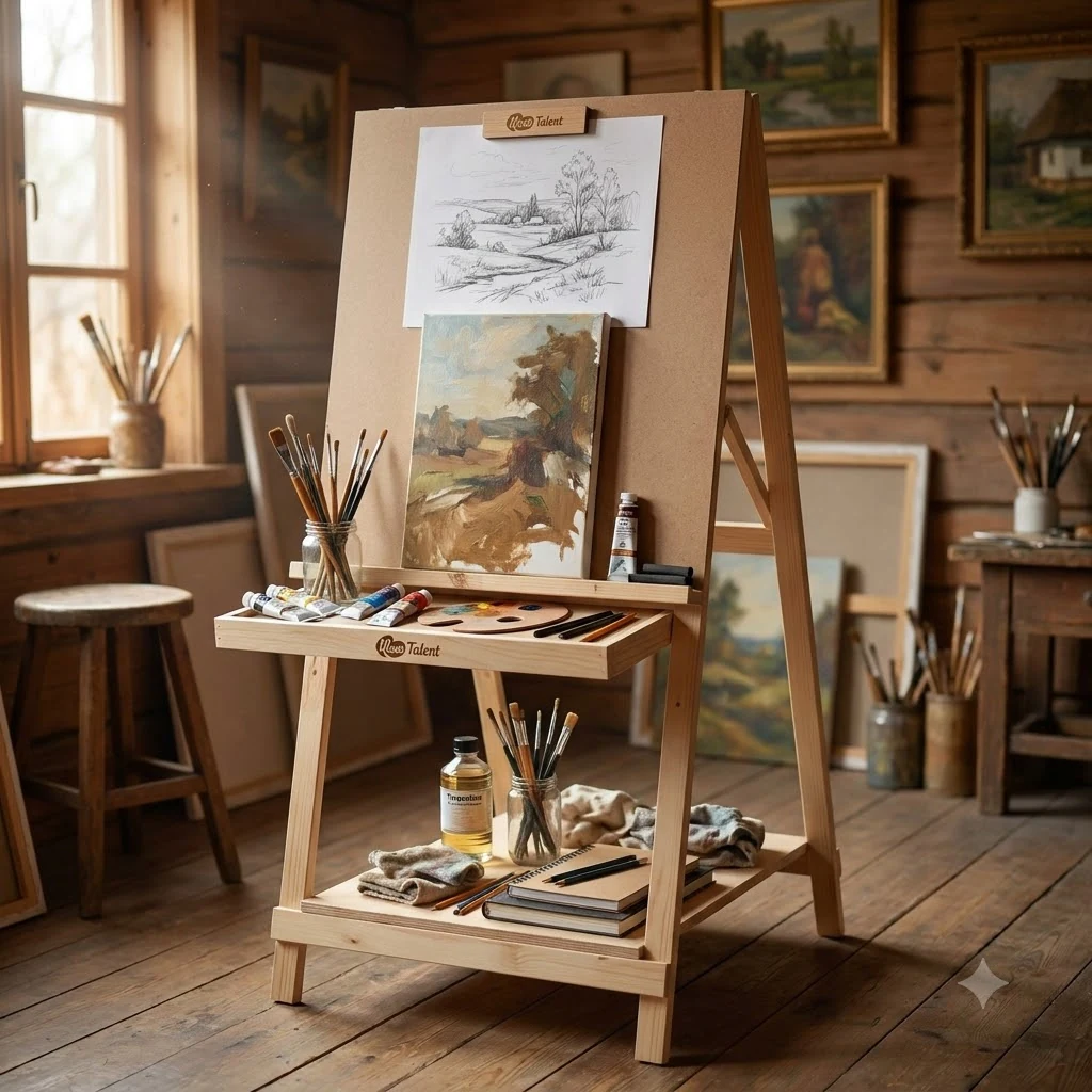 Мольберт стаціонарний, 60*85*115см, висота полотна до 53 см, Rosa Studio