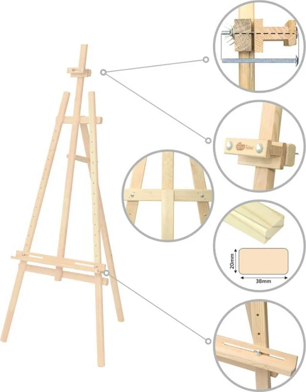 Мольберт стаціонарний, Ліра дитяча, сосна, 57х60х120см, мак. висота полотна 87см, ROSA Studio