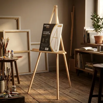 Мольберт - тринога, сосна, 60х75х125см., мак. висота полотна 120см., ROSA Talent
