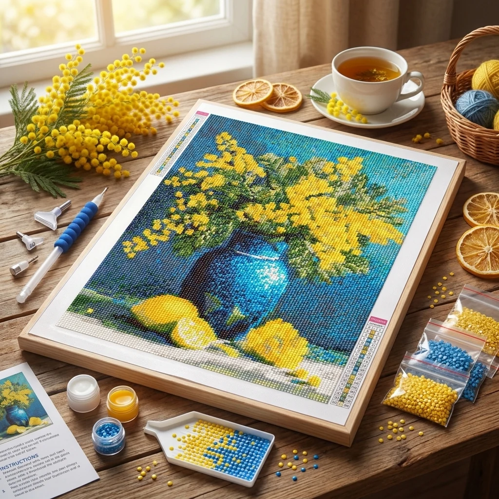 Мозаїка алмазна 30*40 см "Мімоза та лимони"