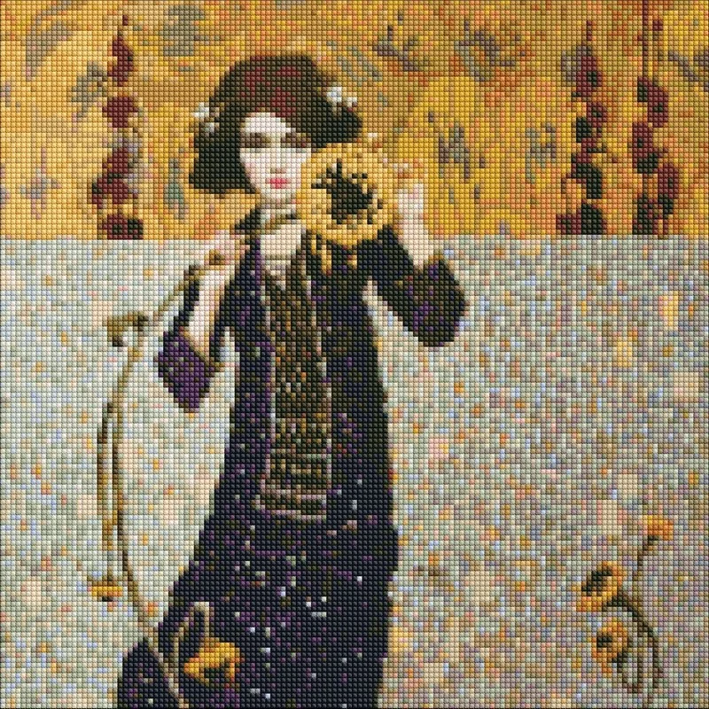 Мозаїка алмазна 40*40 см "Дівчина з соняшником"