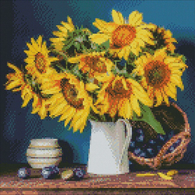 Мозаїка алмазна 40*40 см "Яскраві соняшники"