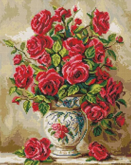 Мозаїка алмазна 40*50 см "Багряні троянди"