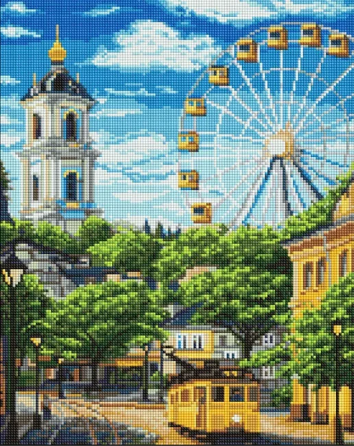 Мозаїка алмазна 40*50 см "Колесо і дзвіниця"